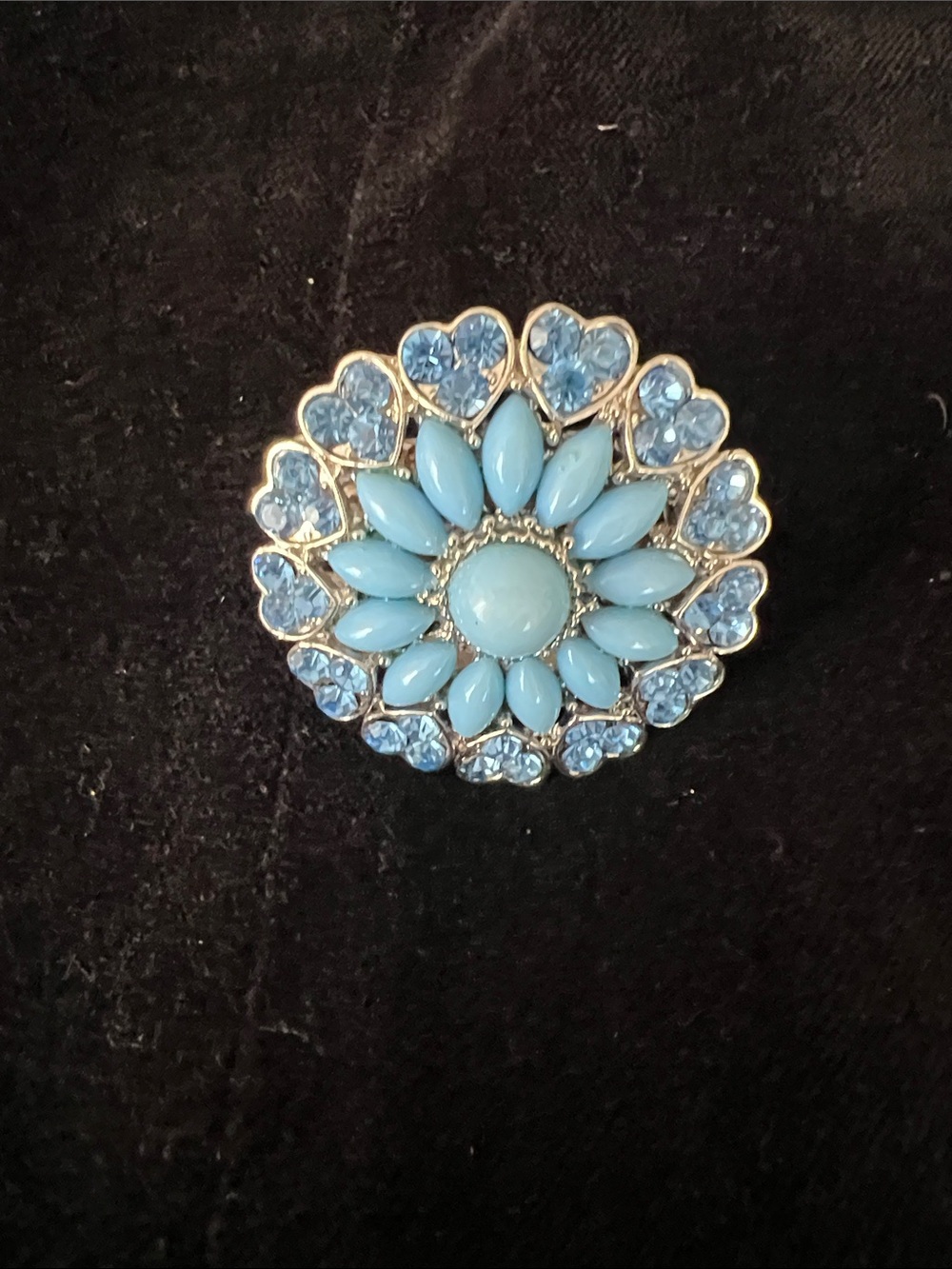 Blue Floral Statement Ring with elastic band